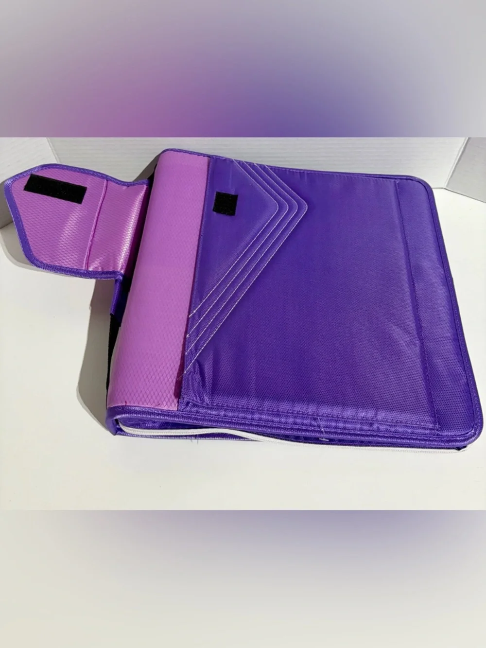 Y2K Mead Trapper Keeper Zip Purple Pink Padded 3 Ring 2” Binder Handle Snapper